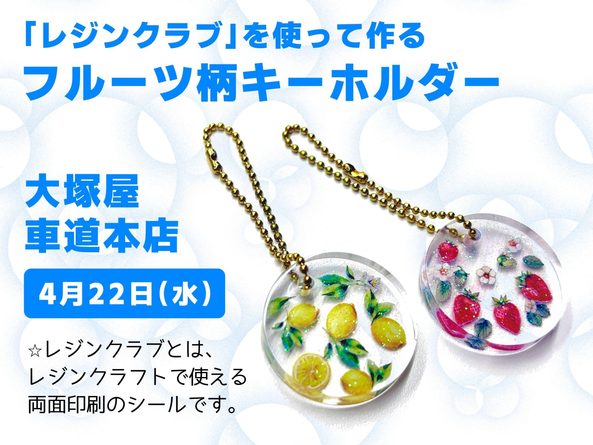 「レジンクラブ」を使ってるつくるフルーツ柄キーホルダー0422